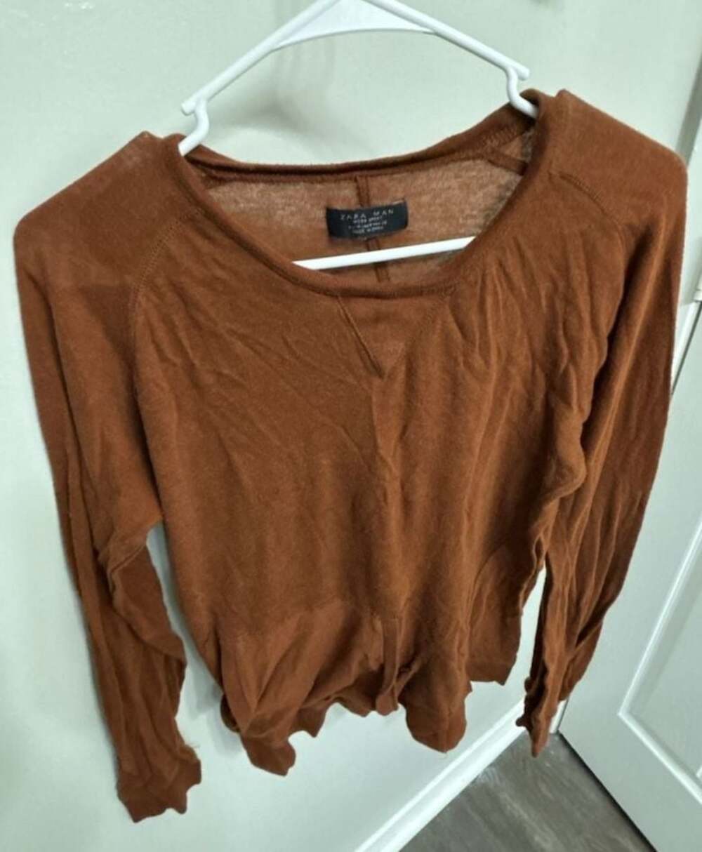 Zara Man Moda Sport Lightweight Knit Long Sleeve Crewneck Sweater